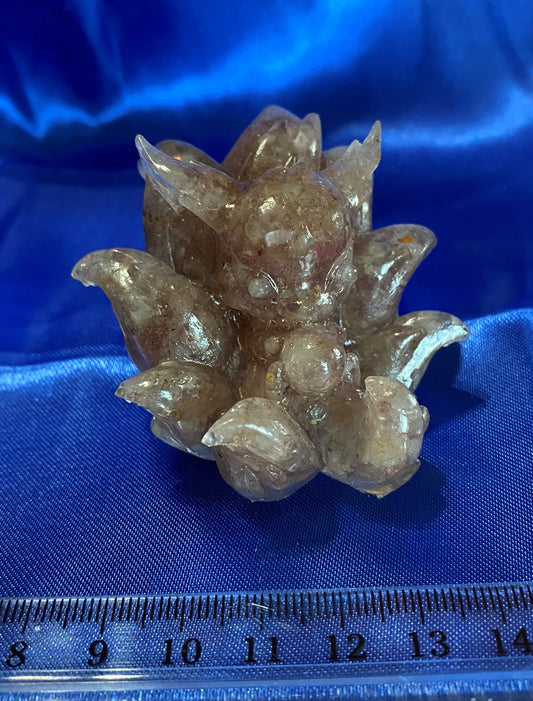 Resin 9-Tailed Fox Figurine (Smoky Quartz filled)