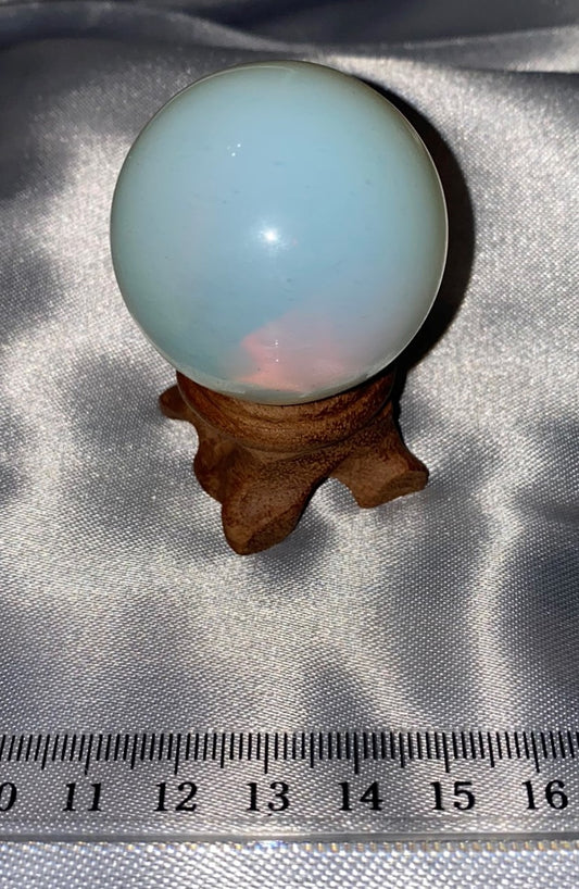 Opalite Sphere - polished white stone sphere with bluish opalescence