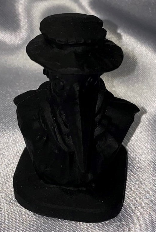 Obsidian Plague Doctor Figurine with base