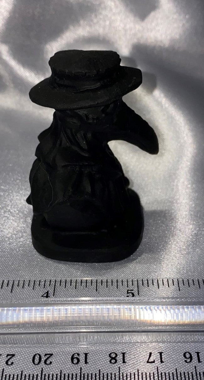 Obsidian Plague Doctor Figurine with base