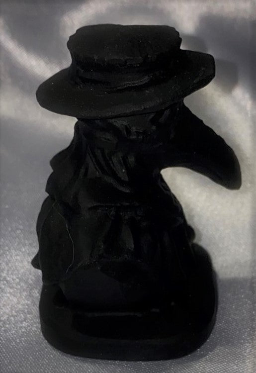 Obsidian Plague Doctor Figurine with base