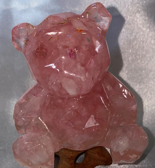 Resin Bear Figurine (Rose Quartz filled)