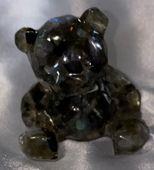 Resin Bear Figurine (Rutilated Quartz filled)