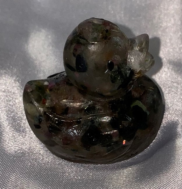 Resin Duck Figurine (Tourmalated Quartz filled)