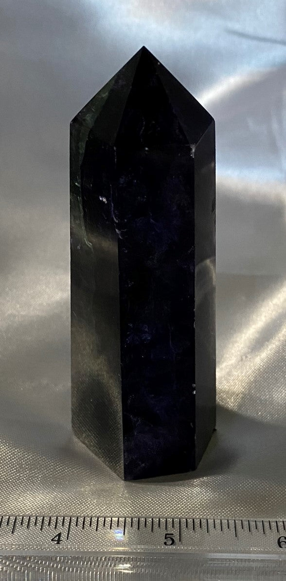 Fluorite Point 2s - polished purple blue white stone mini-tower sculpture