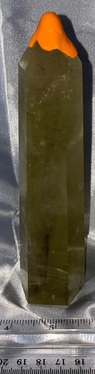 Citrine Tower s2  - clear yellow polished stone sculpture