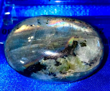 Labradorite Palm Stone 1 - polished blue gold flash stone sculpture