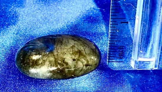 Labradorite Palm Stone 2 - polished blue gold flash stone sculpture