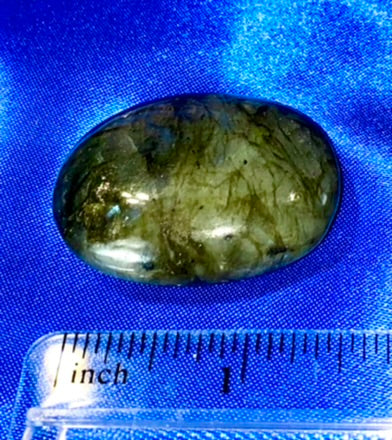 Labradorite Palm Stone 2 - polished blue gold flash stone sculpture