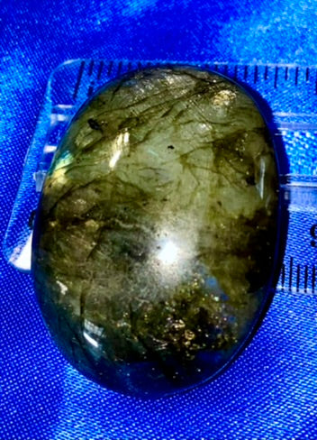 Labradorite Palm Stone 2 - polished blue gold flash stone sculpture