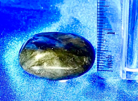 Labradorite Palm Stone 3 - polished blue gold flash stone sculpture