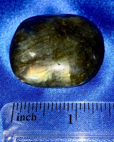 Labradorite Palm Stone 3 - polished blue gold flash stone sculpture