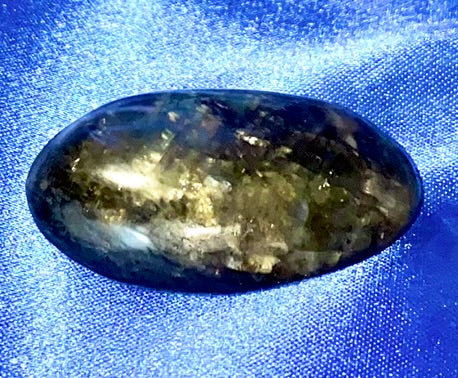 Labradorite Palm Stone 4 - polished blue gold flash stone sculpture