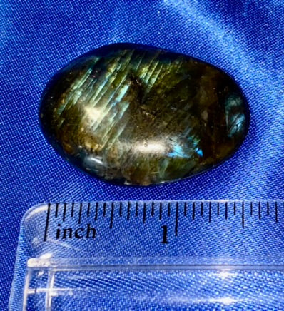 Labradorite Palm Stone 4 - polished blue gold flash stone sculpture