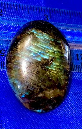 Labradorite Palm Stone 4 - polished blue gold flash stone sculpture