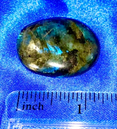 Labradorite Palm Stone 5 - polished blue gold flash stone sculpture