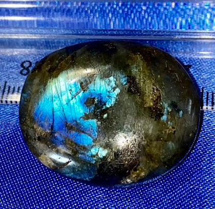 Labradorite Palm Stone 5 - polished blue gold flash stone sculpture