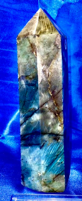 Labradorite Tower 1l - polished blue gold flash stone sculpture