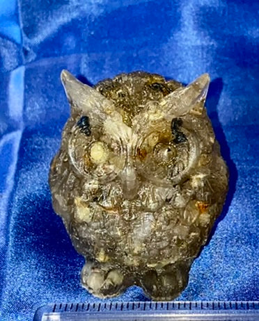 Resin Owl Figurine (Rutilated Quartz filled)