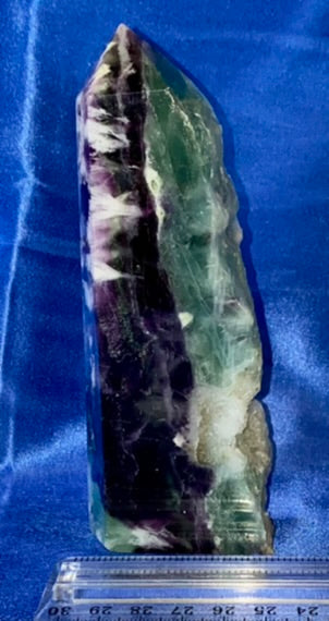 Snowflake Fluorite Tower (feathered 2) polished stone sculpture