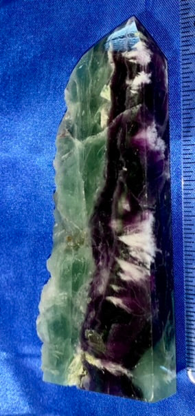 Snowflake Fluorite Tower (feathered 2) polished stone sculpture