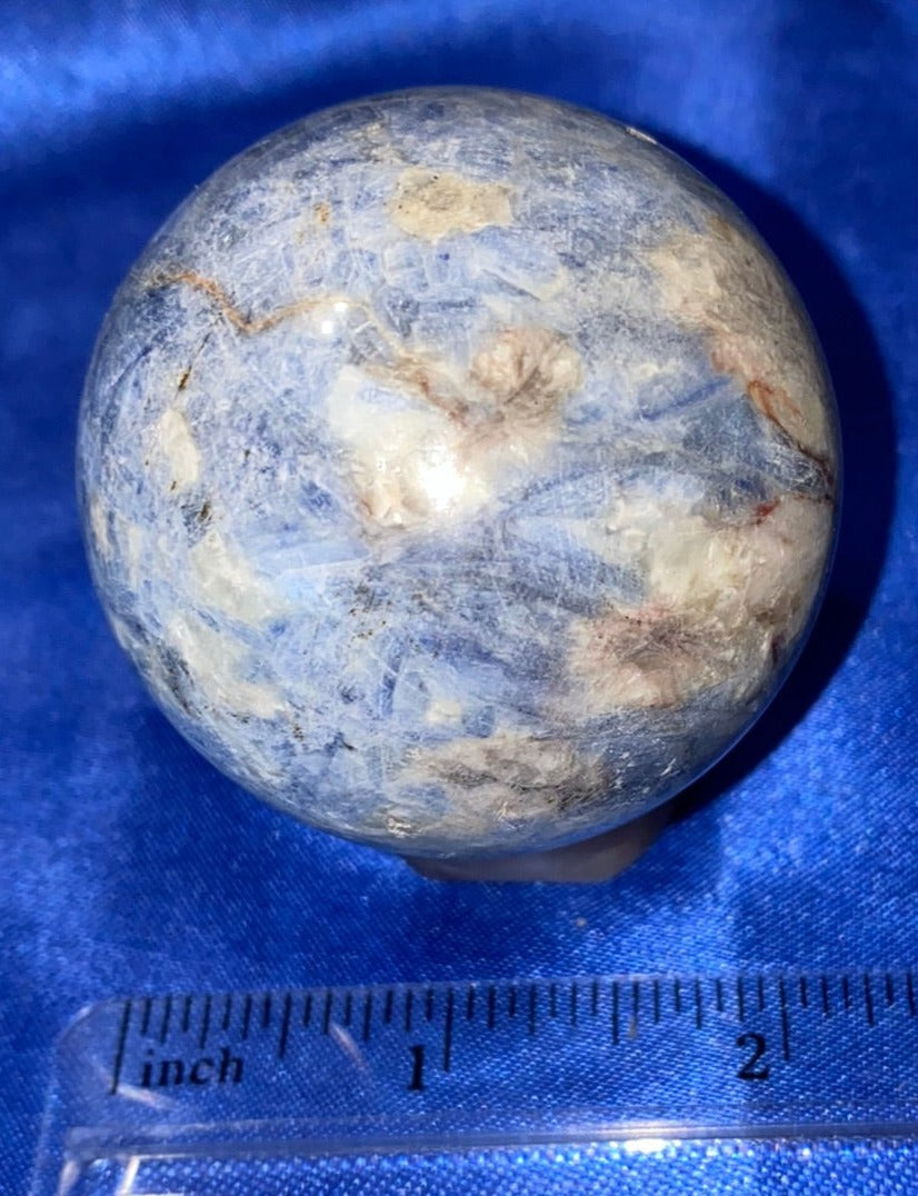 Sodalite Sphere - polished blue white stone sculpture