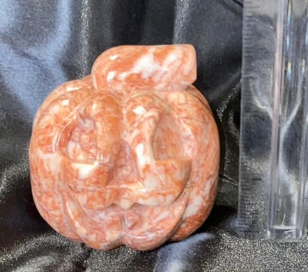 Orange Calcite Pumpkin Jack-o-lantern Figurine 2