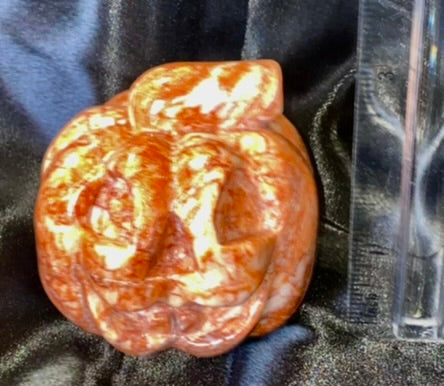 Orange Calcite Pumpkin Jack-o-lantern Figurine 2