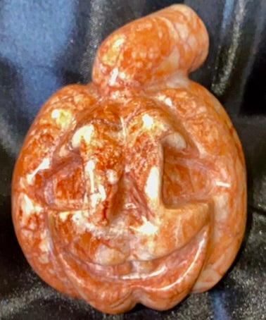 Orange Calcite Pumpkin Jack-o-lantern Figurine 1