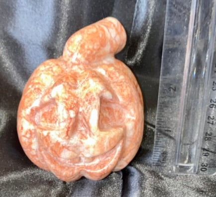 Orange Calcite Pumpkin Jack-o-lantern Figurine 1