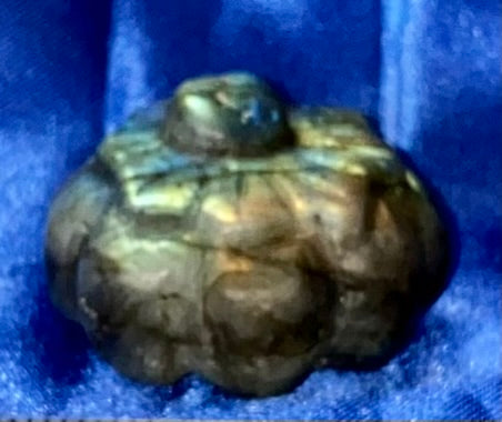 Labradorite Pumpkin Figurine 1 - polished blue gold flash stone sculpture