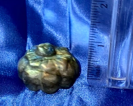 Labradorite Pumpkin Figurine 1 - polished blue gold flash stone sculpture