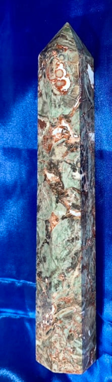 Brecciated Jasper Tower l1  - polished red blue black orange stone sculpture