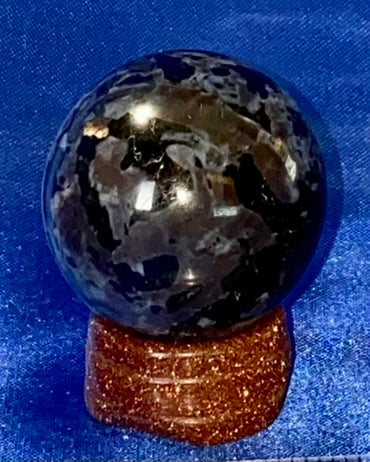 Indigo Gabbro Sphere xs1-10 - polished blue black stone sculpture