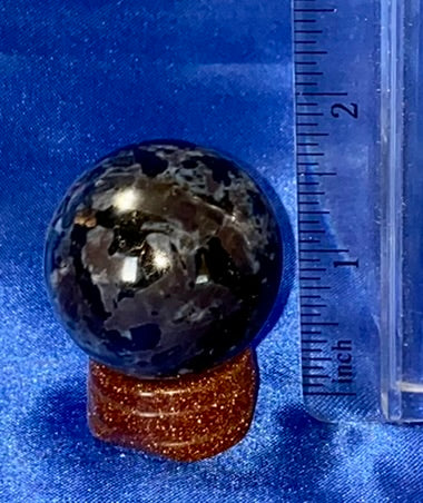 Indigo Gabbro Sphere xs1-10 - polished blue black stone sculpture