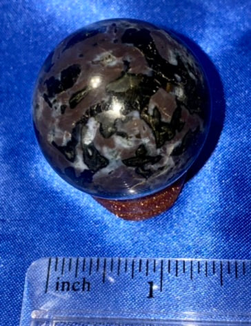 Indigo Gabbro Sphere xs1-10 - polished blue black stone sculpture