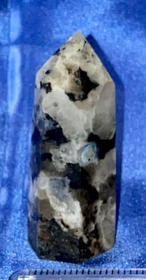 Blue Moonlight/Moonstone Point s3  - polished stone mini-tower sculpture