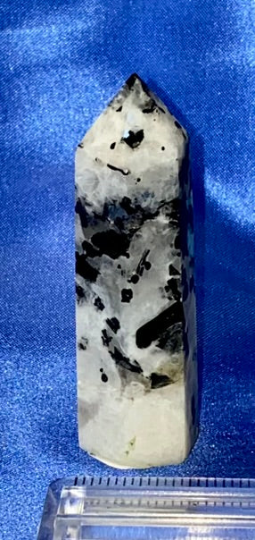 Blue Moonlight/Moonstone Point s4  - polished stone mini-tower sculpture