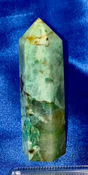 Amazonite Point s3 - polished green blue stone mini-tower sculpture