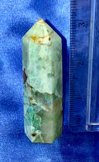 Amazonite Point s3 - polished green blue stone mini-tower sculpture