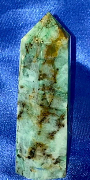 Amazonite Point 4 - polished green blue stone mini-tower sculpture