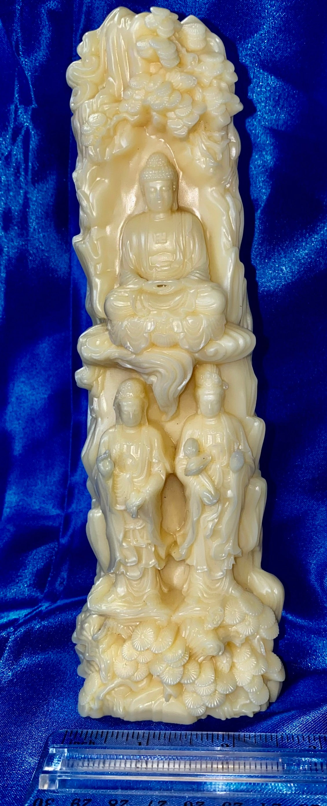 Buddha Trio Statue, Tagua Fruit (AKA PalmIvory)