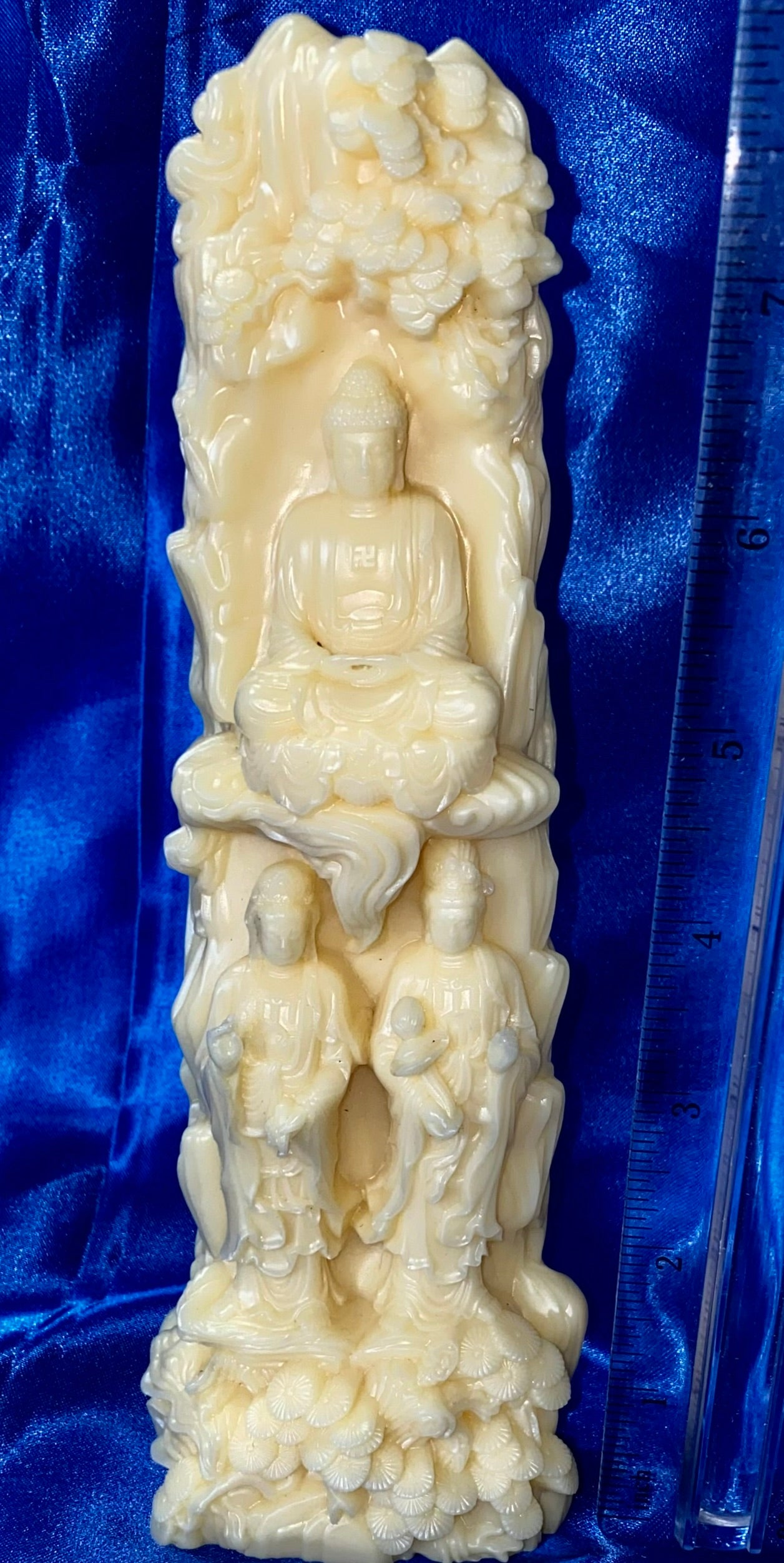 Buddha Trio Statue, Tagua Fruit (AKA PalmIvory)