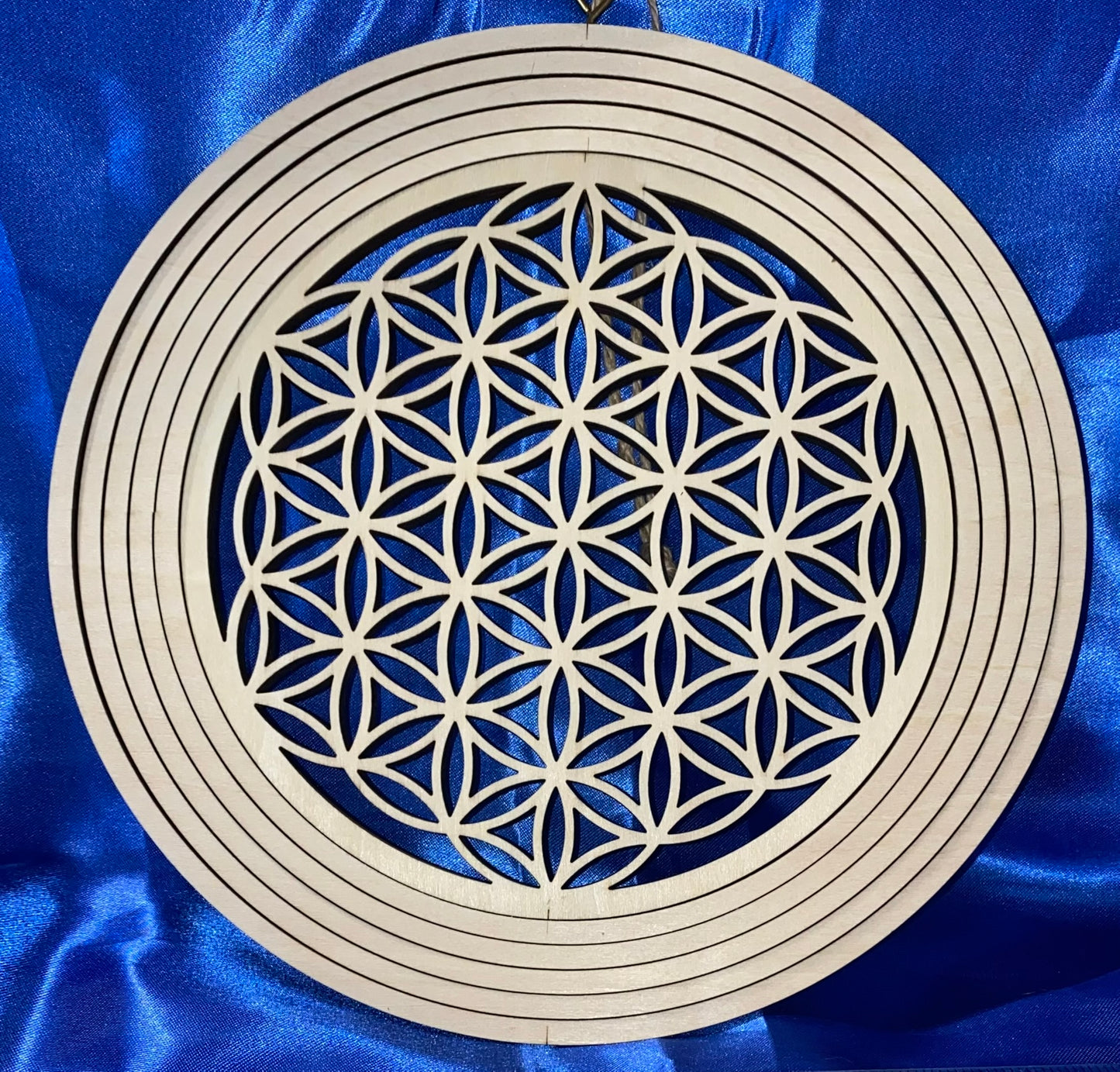 Wooden Wind-Spinner - Lotus/Flower of Life