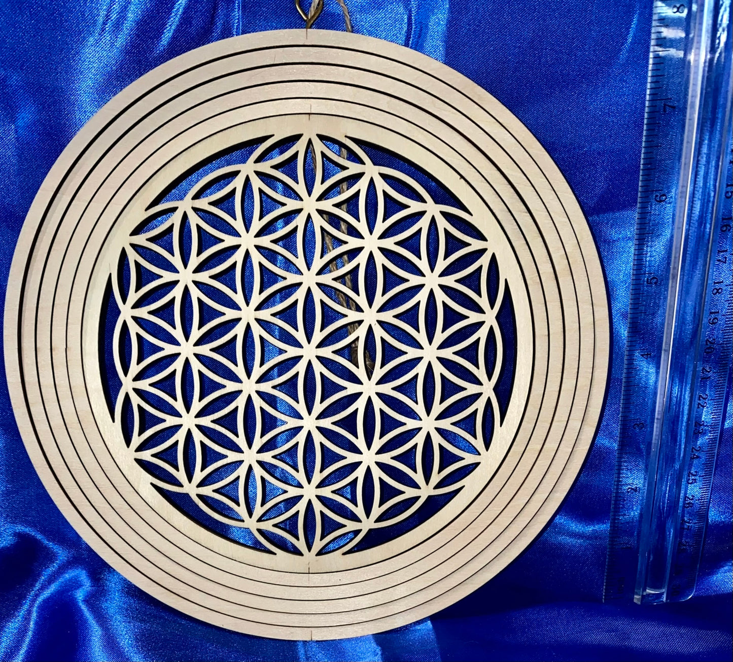 Wooden Wind-Spinner - Lotus/Flower of Life