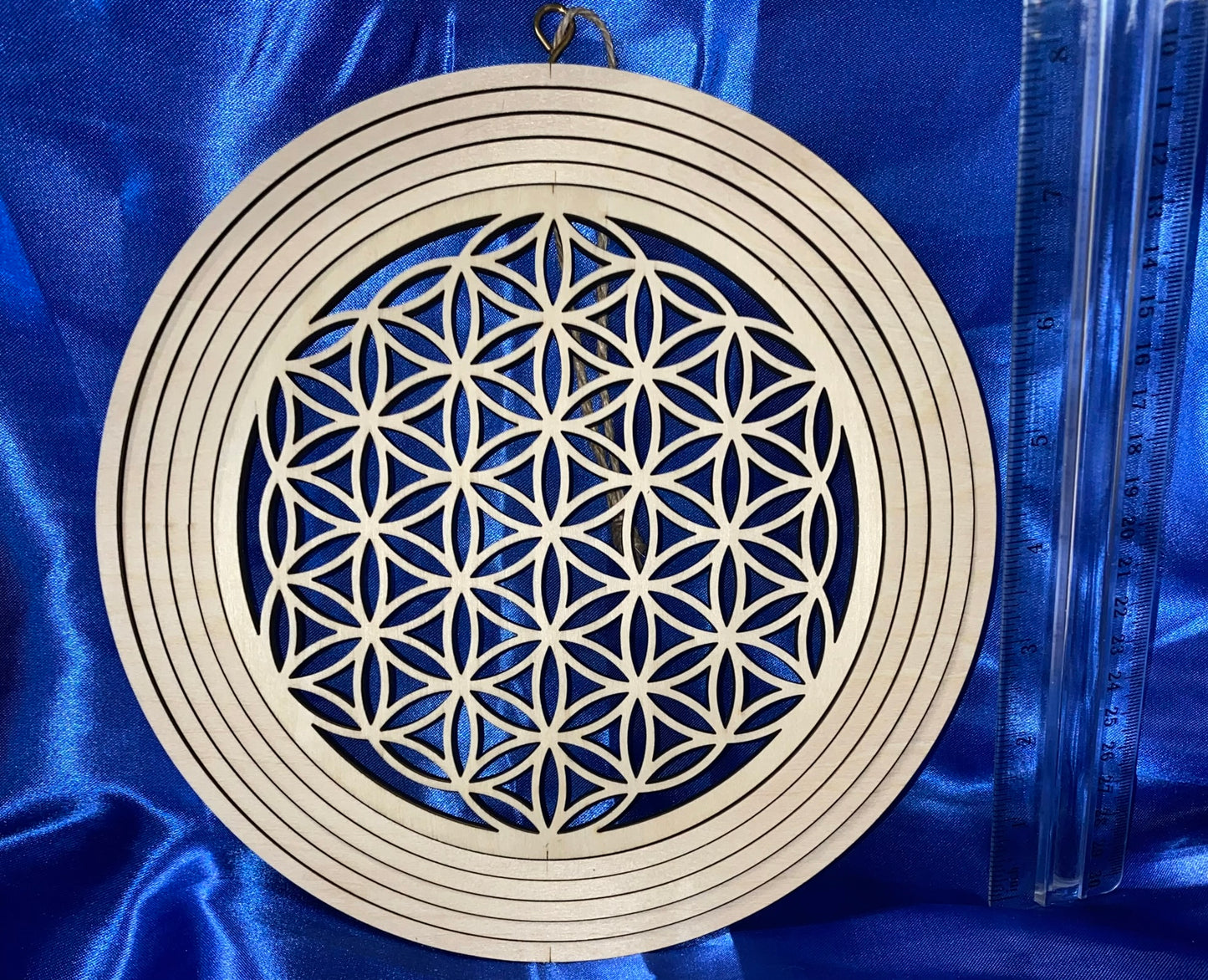 Wooden Wind-Spinner - Lotus/Flower of Life