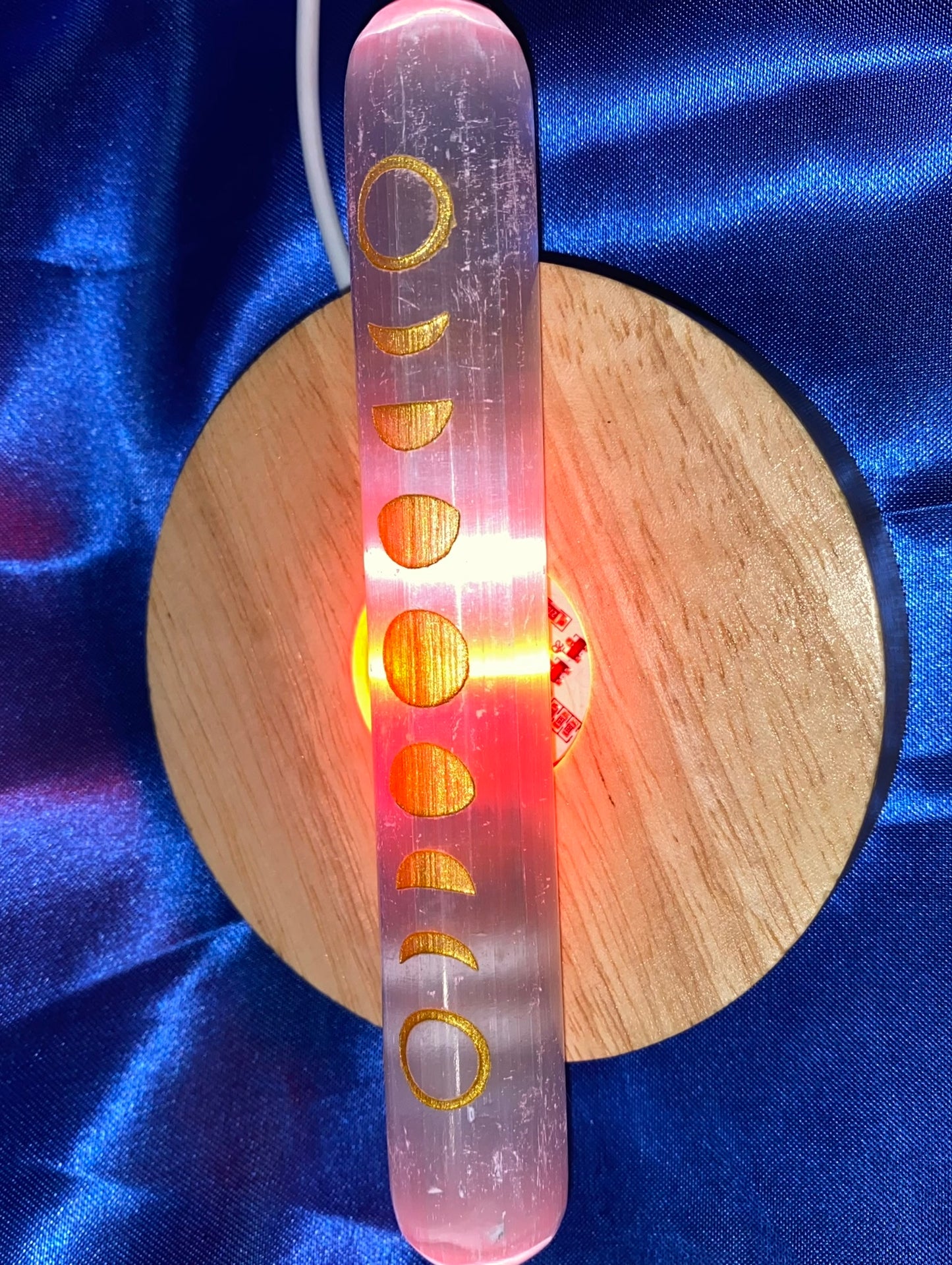 Selenite Wand with Moon Phase Etchings