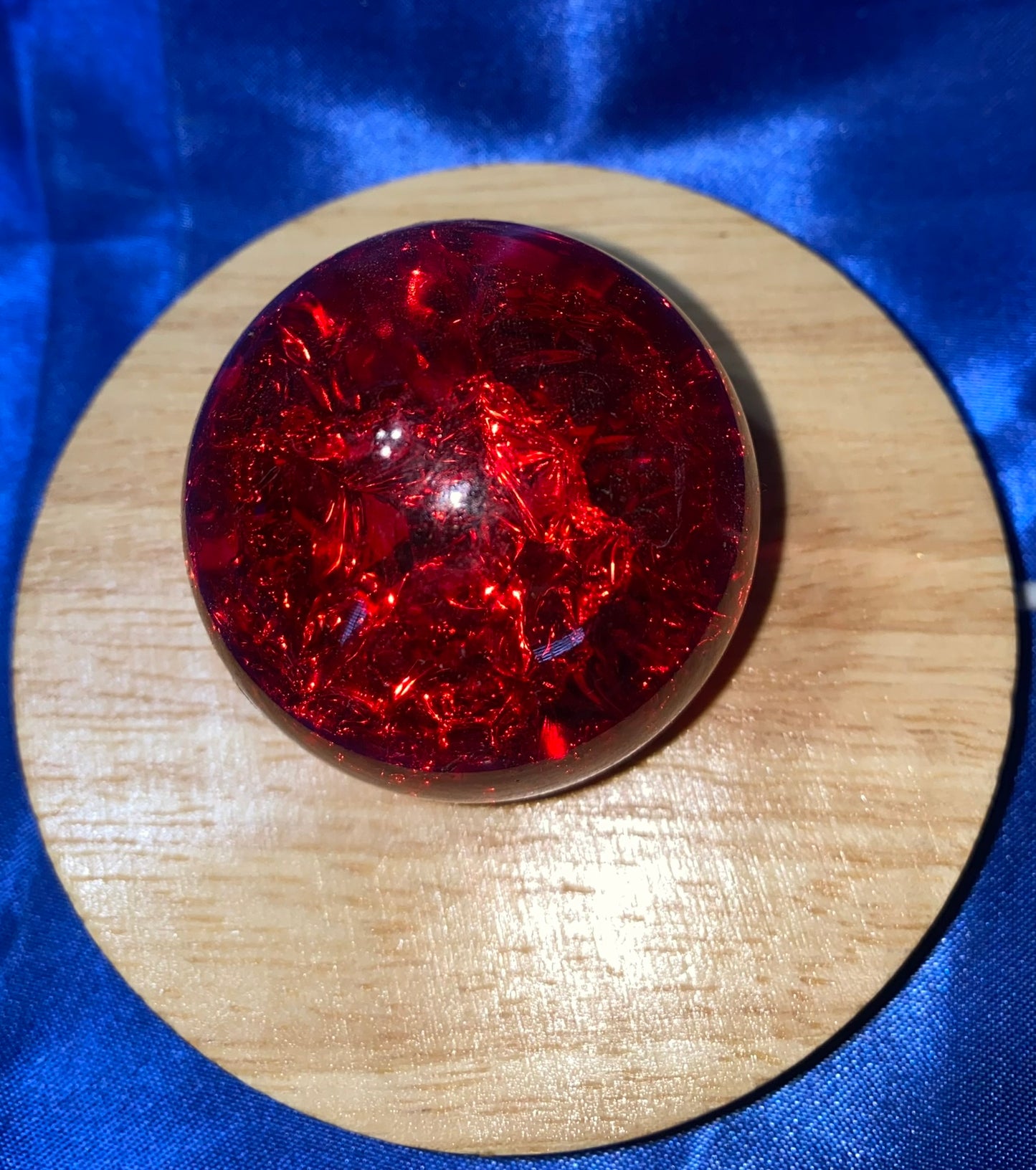 Crackled Glass Sphere - Red