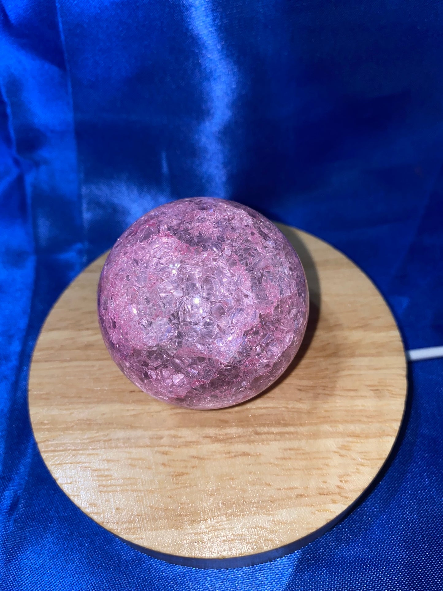 Crackled Glass Sphere - Pink