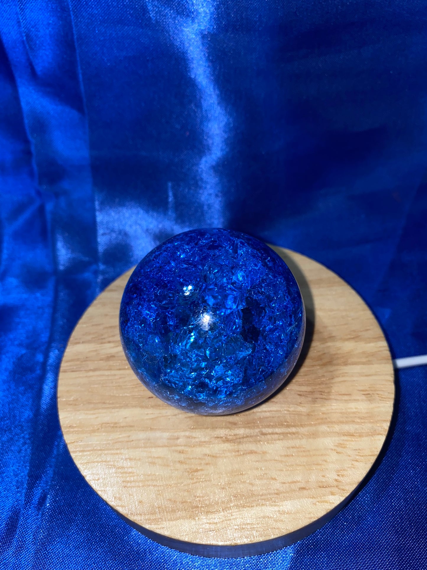 Crackled Glass Sphere - Light Blue